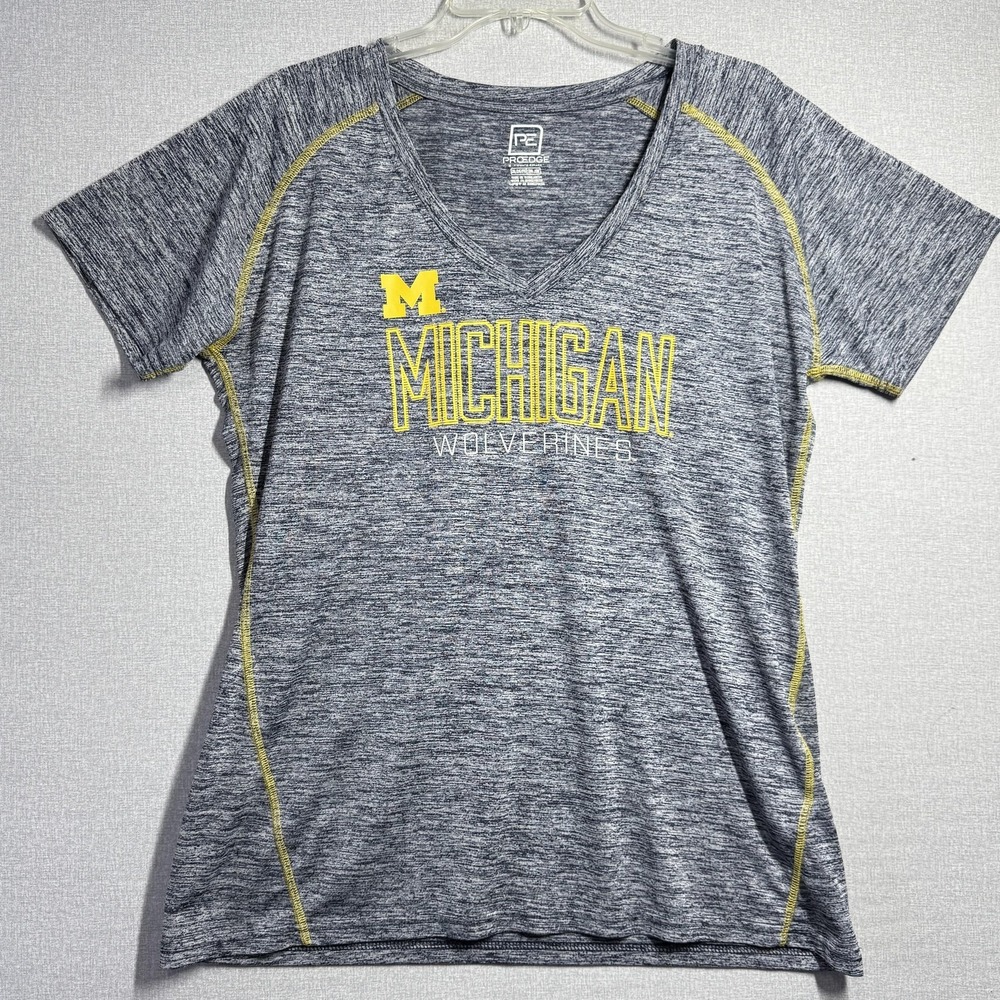 Michigan Wolverines Shirt Womens 2XL‎ Gray NCAA Football Pro Edge Graphic Tee